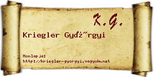 Kriegler Györgyi névjegykártya