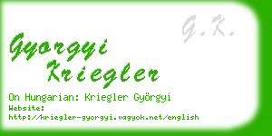 gyorgyi kriegler business card