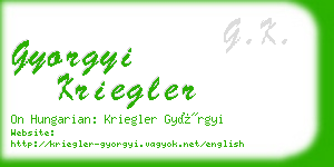 gyorgyi kriegler business card